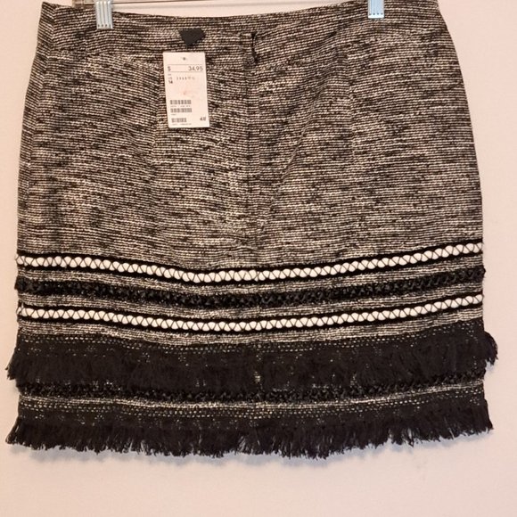H & M Textured Black Fringe Skirt Size 14 NWT - Picture 8 of 8